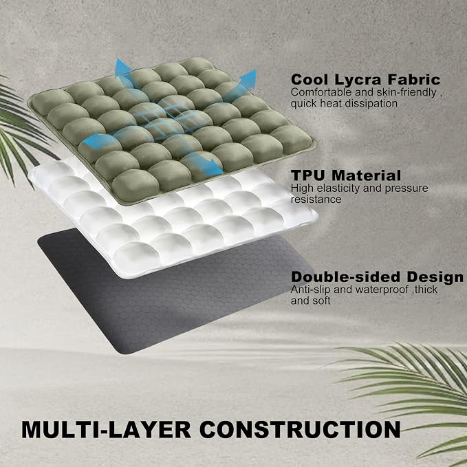 Inflatable Travel Cushion Airplane Seat Pressure Relief 3D Airbag | 36-cell Split, No need air pump, Ergonomic support, Portable foldable with storage bag, For long flights camping wheelchair - Image 6