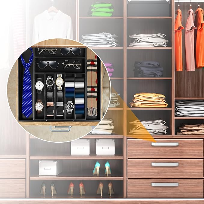 Bellsal Large Premium Bamboo Silverware Organizer - Expandable Utensil Drawer Organizer - 17"x19.6" Utensil Holder and Cutlery Tray with Grooved for Kitchen Flatware and Utensils(7-9 Slot, Black) - Image 7