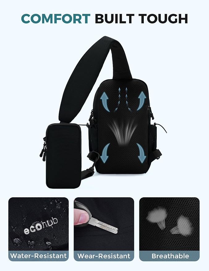 ECOHUB Anti-Theft Crossbody Bag Men Women RFID Blocking Lightweight Sling Backpack Water Resistant for Travel Hiking Outdoor - Image 8