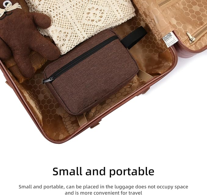 Icramsy Travel Toiletry bag Toiletry bag for women men Hanging Cosmetic bag Travel accessories for Women Men (Brown) - Image 5