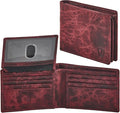 Wallet for Men Slim RFID Blocking Genuine Leather Bifold with 2 ID Windows | Minimalist, Stylish, Gift Box, Carteras Para Hombres, Billfold, Credit Card, Currency Compartment (DISTRESSED, WINE) by Cochoa