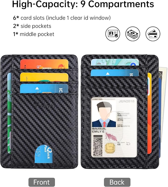 Teskyer Slim Minimalist Wallet for Men, RFID Front Pocket Card Holder | Ultra Slim Front Pocket Design, 8 Card Slots, RFID Protection, Smooth Faux Leather for Everyday Carry - Image 3