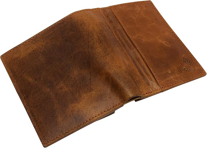 RFID Blocking Genuine Leather Badge Holder Bifold Wallet USA Series (Tan) - Image 7