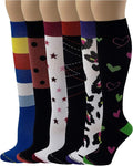 Different Touch 6 Pairs Pack Women Travelers, Anti-Fatigue, Graduated Compression Knee High Socks 9-11 by DifferentTouch