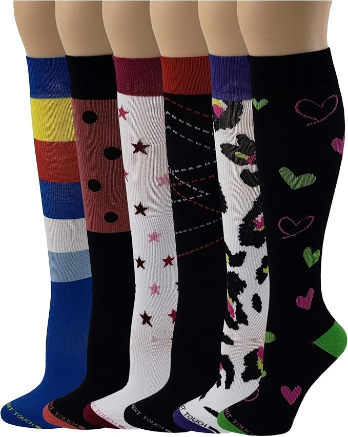 Different Touch 6 Pairs Pack Women Travelers, Anti-Fatigue, Graduated Compression Knee High Socks 9-11 by DifferentTouch