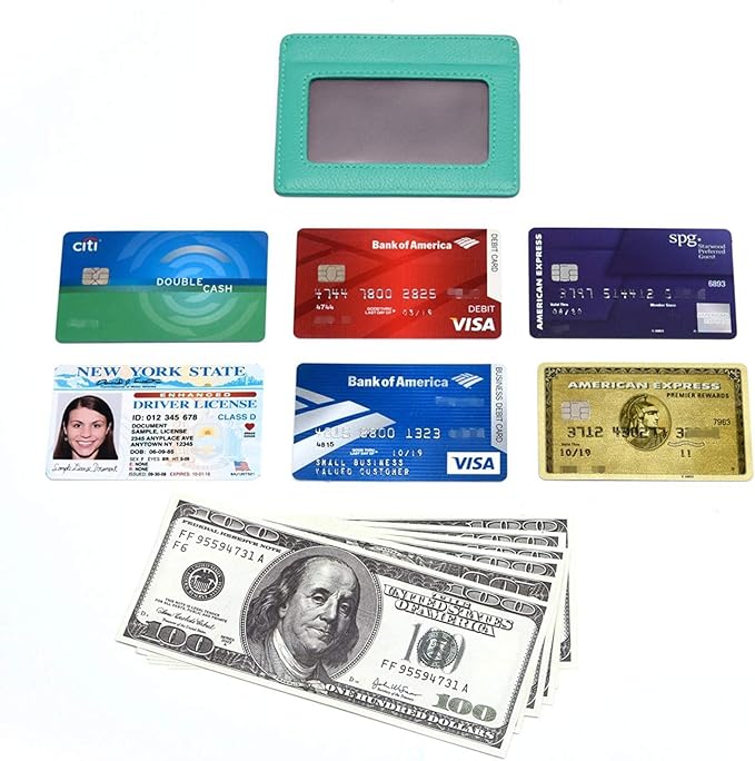KALMORE womens Credit Holder Genuine Leather Slim Minimalist Card Case Wallet, Black With Id Window - Image 6