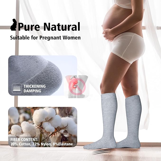 LEVSOX Cotton Compression Socks for Women&Men 20-30mmHg Knee High Cute Support Sock for Nurses Pregnancy Travel - Image 3