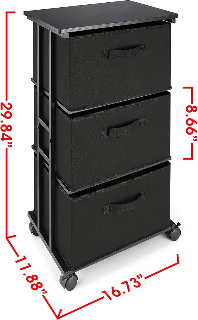 MAX Houser Dresser Storage with 3 Drawers, Fabric Dresser Tower, Vertical Storage Unit for Bedroom, Closet, Office, Black - Image 3