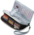 GAEKEAO Leather Credit Card Holder Wallet for Women RFID Blocking Large Capacity Bifold Zipper Card Case Organizer with Wristlet 45 Slots by GAEKEAO