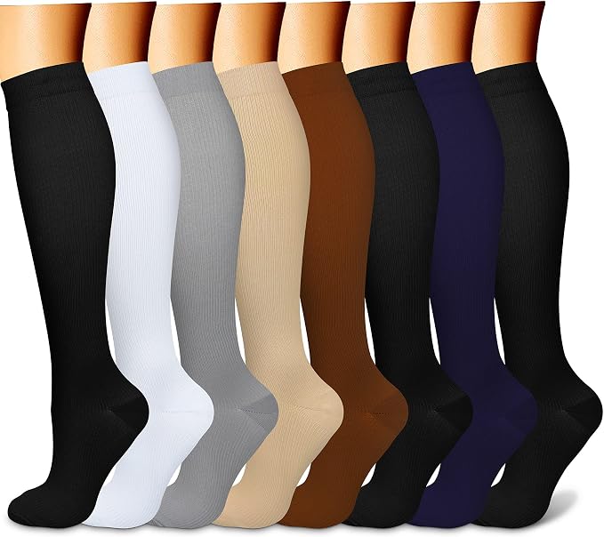 FEYHAY Copper Compression Socks (8 Pairs) 15-20 mmHg Circulation is Best Athletic & Daily for Men & Women, Running, Climbing by FEYHAY