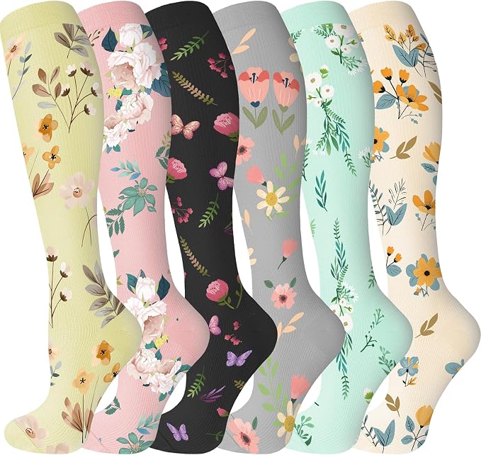 bropite Compression Socks For Women&Men,6 Pairs 20-30 mmHg Knee-High Socks | Support for Running,Nurses,Travel,Flying and pregnancy,better circulation,swelling relief,unisex all-day comfort for activity by Bropite