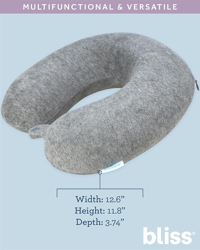 Bliss Neck Pillow Lightweight U-Shaped High Density Memory Foam | Structured Support for Rest on Flights, Car Rides or at the Office, Snap Closure Clips to Your Bag for Easy Carrying - Image 3