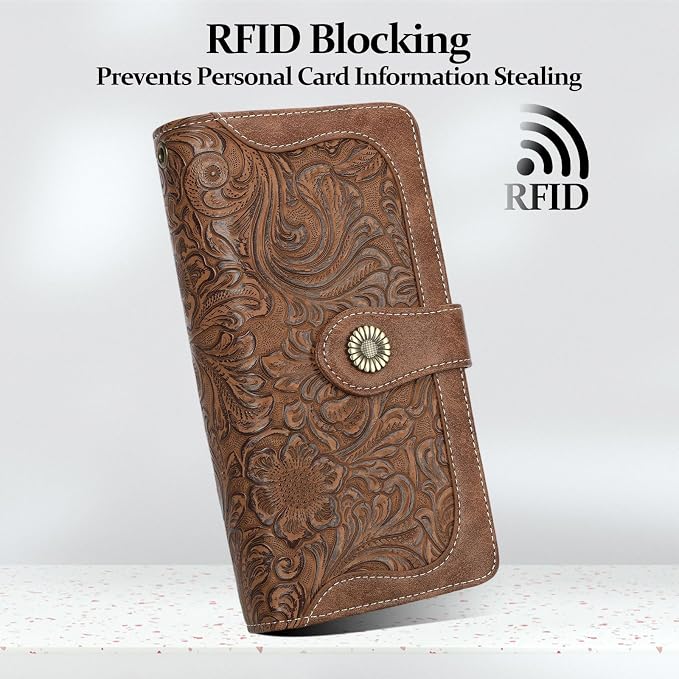Wallets for Women Trifold Wristlet Wallets Large Capacity RFID Blocking Ladies Purse Credit Card Holder - Image 5