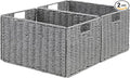 Wicker Storage Basket, Set of 2 Hand-Woven Paper Rope Wicker Basket, Small Storage Baskets for Organizing Toilet Paper Basket, Foldable Large Cube Storage Organizer Bins for Shelves (Grey) by Vagusicc