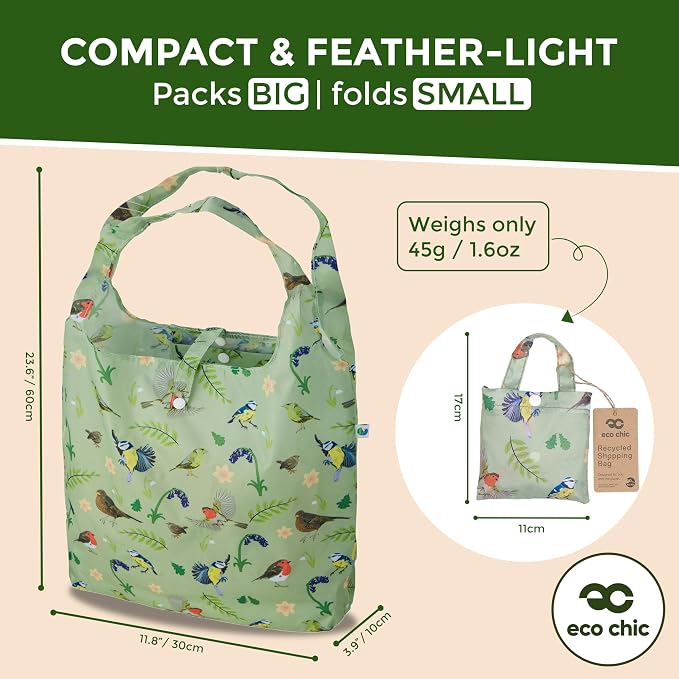 ECO CHIC Foldable Reusable Grocery Bags - Lightweight, Recycled & Reusable Shopping Bag - Waterproof Packable Tote - Image 4