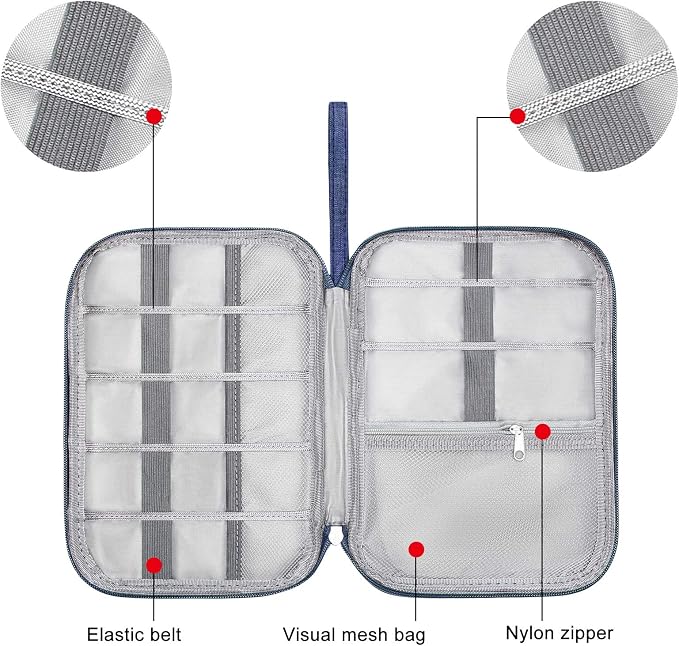 SELLYFELLY Travel Electronics Organizer Portable Cable Organizer Bag for Storage Electronic Accessories Case for Cord,Phone,Charger,Flash Drive (Navy Blue) - Image 5