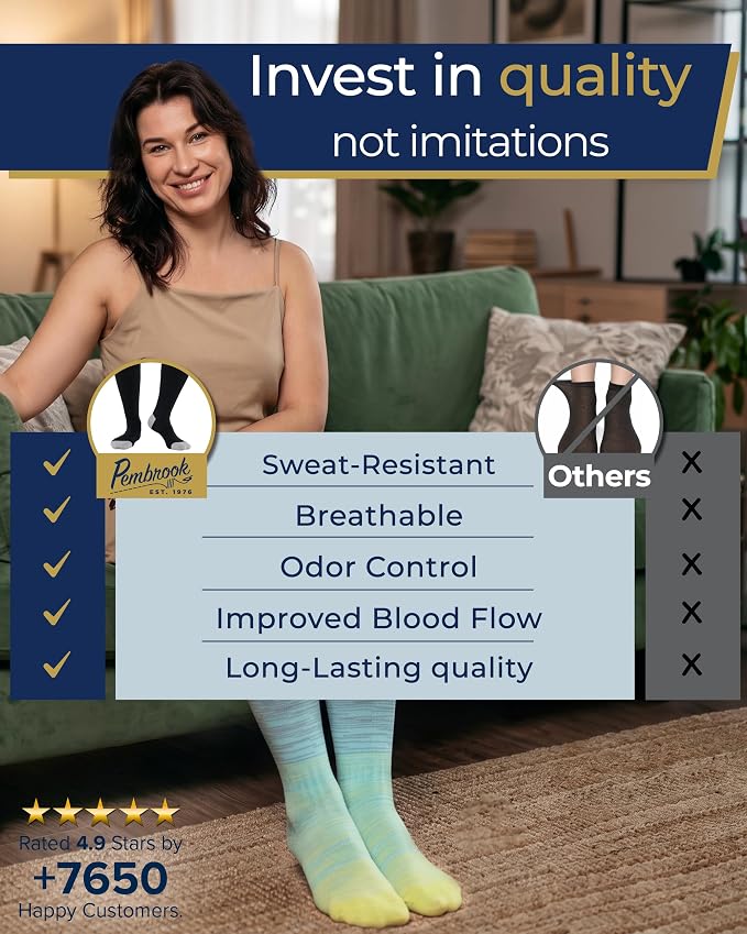 Pembrook 3 Pairs Plus Size Compression Socks Wide Calf - Bamboo Viscose Compression Socks for Women Wide Calf - Image 3