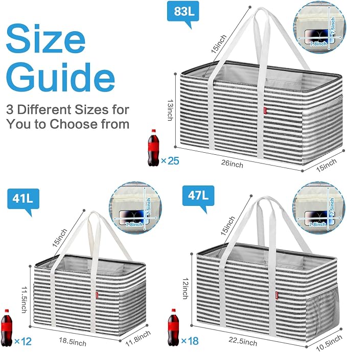 LHZK 2 Pack Extra Large Utility Tote Bag with Metal Wire Frame and the Sides Rinforced, Extra Large Tote Bag with Handle for Pool Beach Laundry Storage, Black - Image 4
