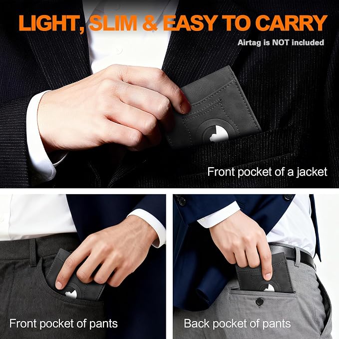 Wallet for Men Slim RFID Blocking Bifold Carbon Fiber,Minimalist Small Compact Front Pocket Credit Card Holder,Thin Mens Leather Wallets Smart Security With 2 ID windows 1 Cash (Crazy Horse Grey) - Image 9
