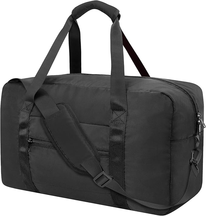Duffle Bag for Travel Foldable Personal Item Travel Bag, 40L, Black | Carry On Duffel Bag Women Men Frontier Airlines Personal Item Bag Hospital Weekend Overnight Trips by holyluck