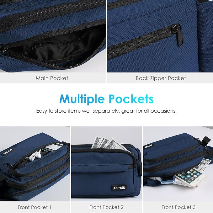 AGPTEK Fanny Pack for Women Men, RFID Large Capacity Waist Wallet Bag, Adjustable & Waterproof Bum Belt Pouch for Travel, Running, Shopping, Hiking, Dog Walking, Cycling, Climbing - Image 5