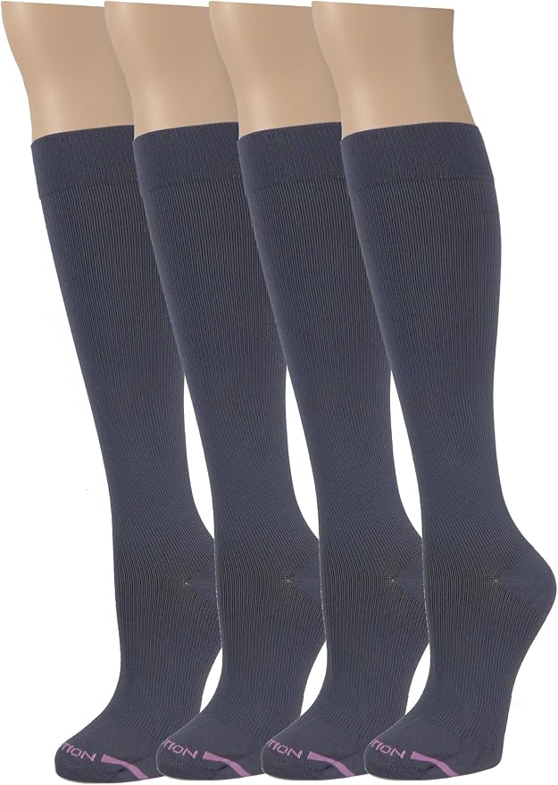 Dr. Motion 4 Pairs Graduated Compression Knee-hi Women's Socks (Grey) by Dr.+Motion