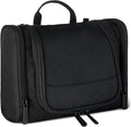 Amazon Essentials Spacious Toiletry Bag, Hanging Cosmetic Dopp Kit with Multiple Compartments, Durable Polyester, Large Capacity Storage, Compact Design, Black (Previously Amazon Basics) by AmazonEssentials