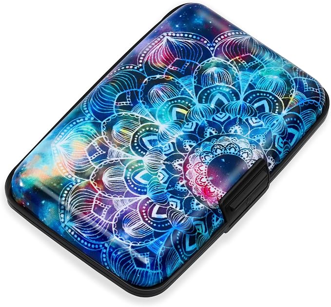 Mayski Credit Card Holder for Women RFID Blocking Wallet, Mandala | Card Wallets for Women Small Mini Business Metal Accordion Aluminum Alloy Hard Case for Men by SLIMELEGANCEPERSONIFIED