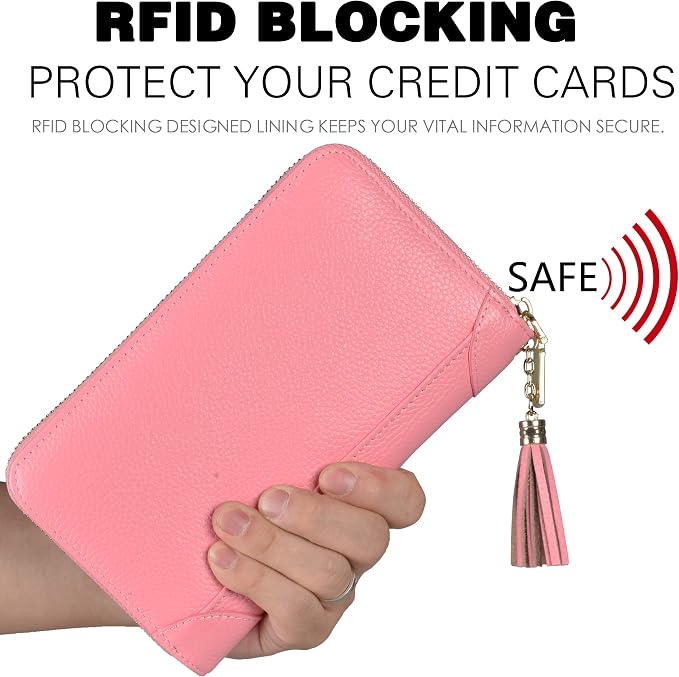 Easyoulife Credit Card Holder Wallet Womens Zipper Leather Case Purse RFID Blocking - Image 4
