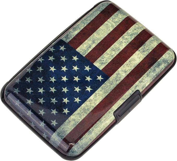 Mini RFID Aluminum Wallet Credit Cards Holder Business Card Case Metal ID Case for Men Women (Flag) by ELFISH