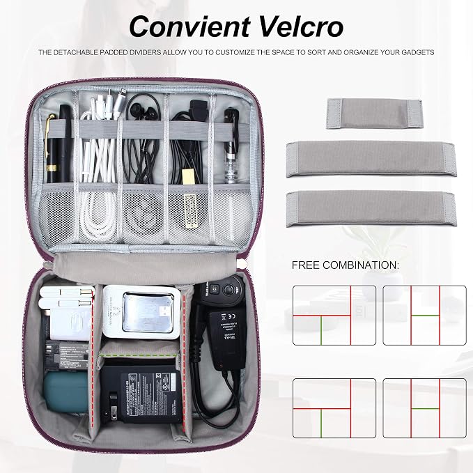 SELLYFELLY Electronic Bag Travel Cable Accessories Bag Waterproof Double Layer Electronics Organizer Portable Storage Case for Cable, Cord, Charger, Phone, Adapter, Power Bank, Kindle, Hard Drives - Image 6