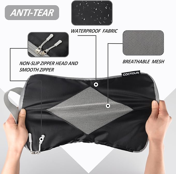 CaCTOUR Compression Packing Cubes for Travel,Expandable Packing Cubes for Suitcases, 5 Set Lightweight Compression Travel Cubes, Luggage Packing Organizers Bags Set, Travel Accessories (Black) - Image 5