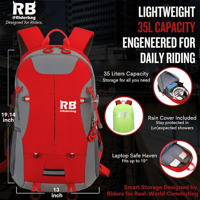 Reflective Motorcycle Backpack, Hi Viz Commuter Riding Bag | Designed by Riders for Everyday Rides with Laptop Compartment and Helmet Net. Built to Help You Be Seen. - Image 6