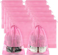 Pink Travel Shoe Bags - 10 Pcs Non-Woven Packing Bags with Clear Window | 15.7" x 11.8" Waterproof Dustproof Portable Travel Shoe Storage Bag for Men and Women by COIDEA