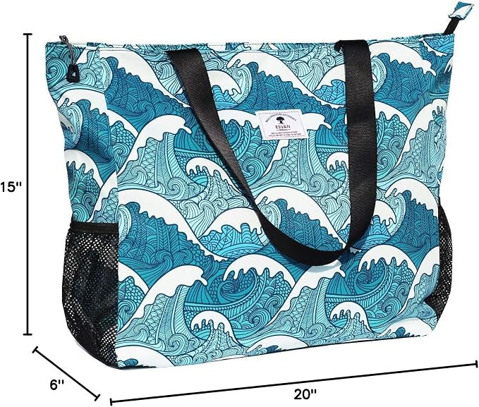ESVAN LARGE BEACH BAG Water Resistant Lightweight 20 inch Women Oversize Tote Bag for Gym Beach Travel Pool Yoga Nurse - Image 10