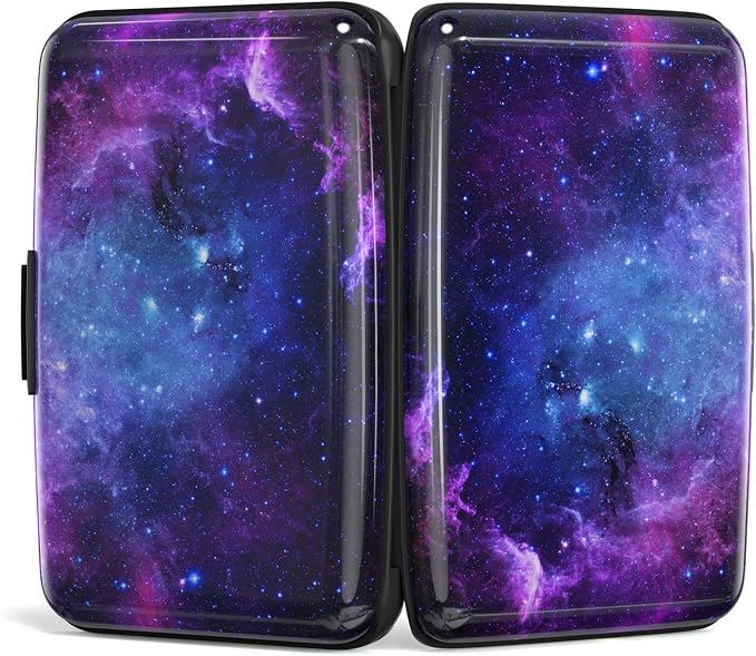 Credit Card Holder, Mini Aluminum Card Wallet RFID Blocking Slim Metal Hard Card Case for Women Men, Galaxy - Image 5