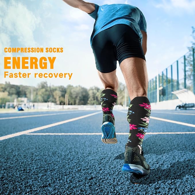 cerpite Compression Socks for Women & Men 6 Pairs Knee High Compression Socks 20-30 mmhg Best for Running,Nurse,Travel - Image 7
