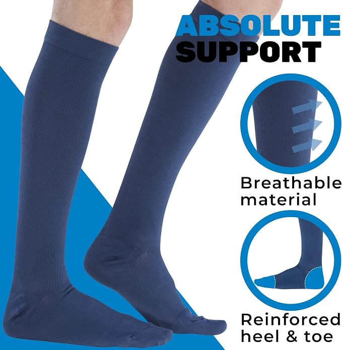 ABSOLUTE SUPPORT Cotton Knee High Compression Hose 20-30mmHg | Made in USA opaque dress socks, men & women, for varicose veins, circulation, swelling, pregnancy, leg pain, travel, A105 - Image 3