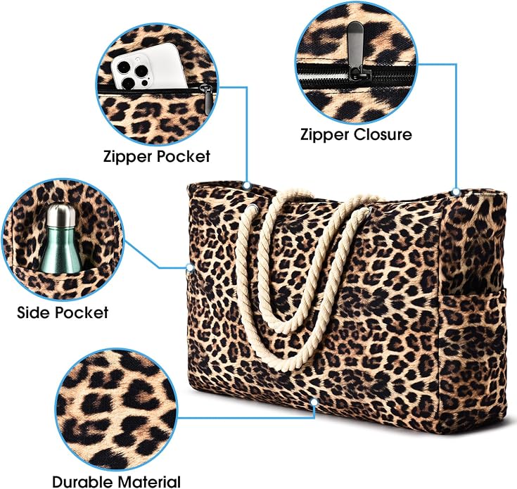 Becokan Beach Bags for Women Large Waterproof Beach Tote Bag Zipper Beach Bags Waterproof Sandproof Swim Pool Bag Large Tote - Image 5