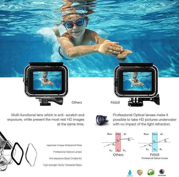 FitStill Waterproof Case for DJI Osmo Action 5pro/4/3 | 196FT/60M Underwater Diving Protective Housing,Dual-boot Design, Action 5 PRO/4/3 Accessories - Image 5