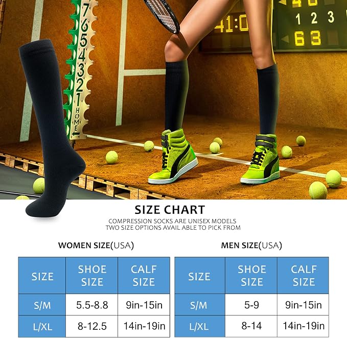 hello momoya Compression Socks for Women Men Circulation Knee High 8 Pairs for Nurses, Running, Travel, Athletic - Image 6
