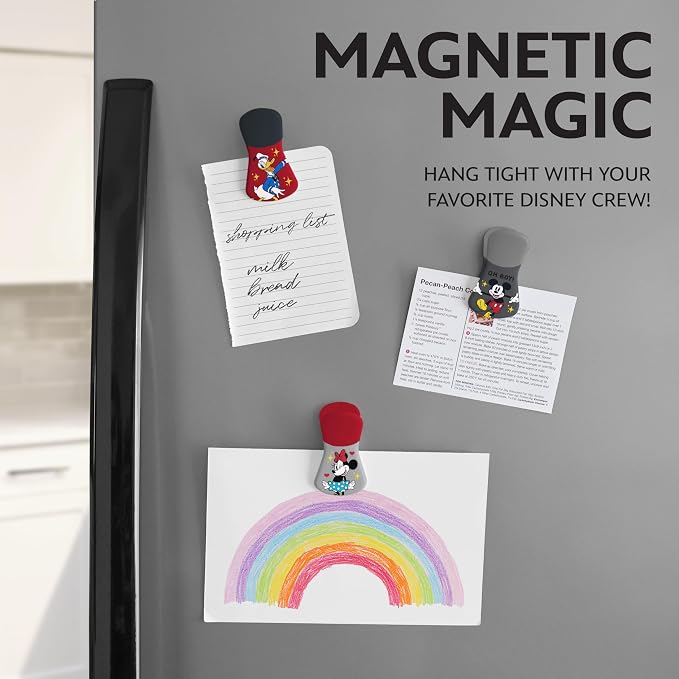 Disney Mickey & Friends Magnetic Chip Clips, Set of 6 | Airtight food storage bag clips for snack, cereal, and coffee bags, great for pantry and fridge, magnet displays kids artwork - Image 3