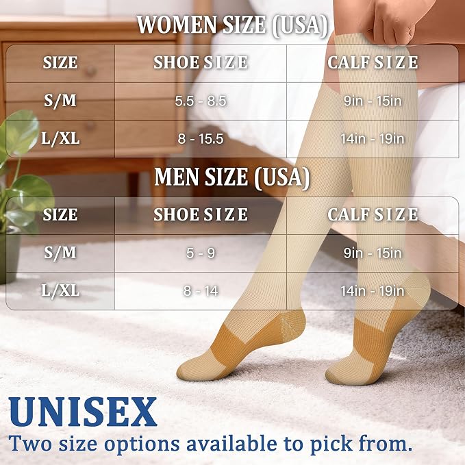 FEYHAY Copper Compression Socks (3 Pairs) 15-20 mmHg Circulation is Best Athletic & Daily for Men & Women, Running, Climbing - Image 7