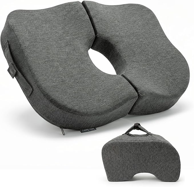 Tailbone Pain Relief Cushion - Premium Foldable Travel Tailbone Seat Cushion - for Relief of Lower Back, Sciatic, Butt and Tailbone Pain - Perfect for Home, Office & Driving by CushyTushy