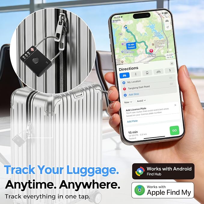 MiLi Smart TSA Luggage Lock with Bluetooth Tracker Anti-Lost Design | Works with Android Google Find Hub & Apple Find My, Smart Travel Lock, Replaceable Battery, Metal Design - Image 2