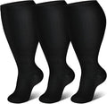 Genovega 3 Packs Wide Calf Compression Socks for Women Men Knee Hight S/M-4XL for Gifts by genovega