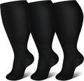 Genovega 3 Packs Wide Calf Compression Socks for Women Men Knee Hight S/M-4XL for Gifts by genovega