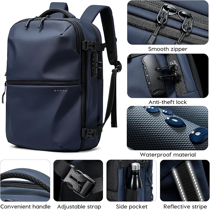 BANGE Travel Backpack with TSA lock version can hold 15.6 inch Laptop suitable Daily Commute and Overnight Flight Approved Anti-theft Bag - Image 4