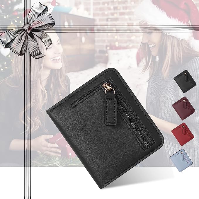 Toughergun Women’s Small Slim Leather Wallet with RFID Protection, Compact Bifold Mini Purse with Clear ID Window - Image 2