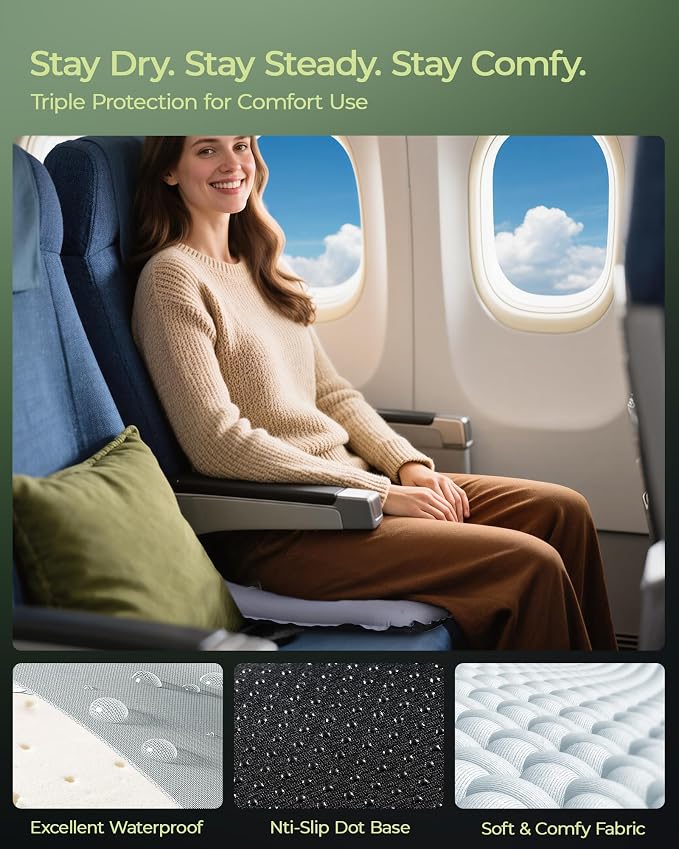 Inflatable Stadium Seat Cushion for Airplane, 2.5" Thicker Foam | Ergonomic Pressure Relief Bleacher Cushion, High-Density Foam, Portable Travel Seat Cushion for Flights Camping Stadium Use - Image 4